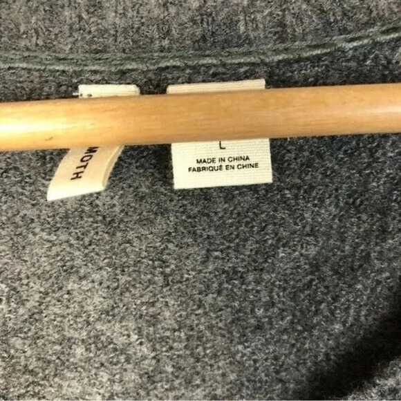 Anthropologie Moth Dark Gray Pocket Front Wool Blend Cardigan Sweater L - Picture 4 of 4